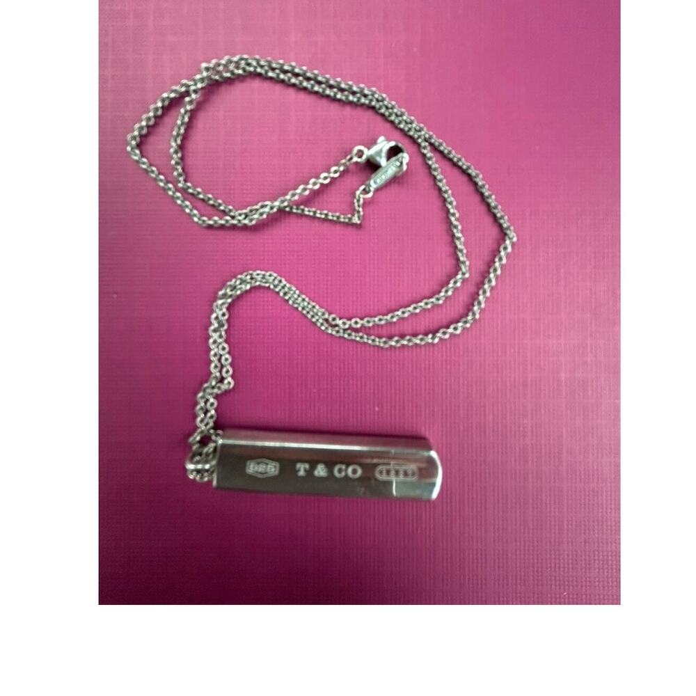 Tiffany & Co. 1837 Sterling SilverBar Pendant Necklace